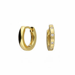 Mini Cubic Zirconia Star Huggie Earrings in 14ct Gold or Sterling Silver
