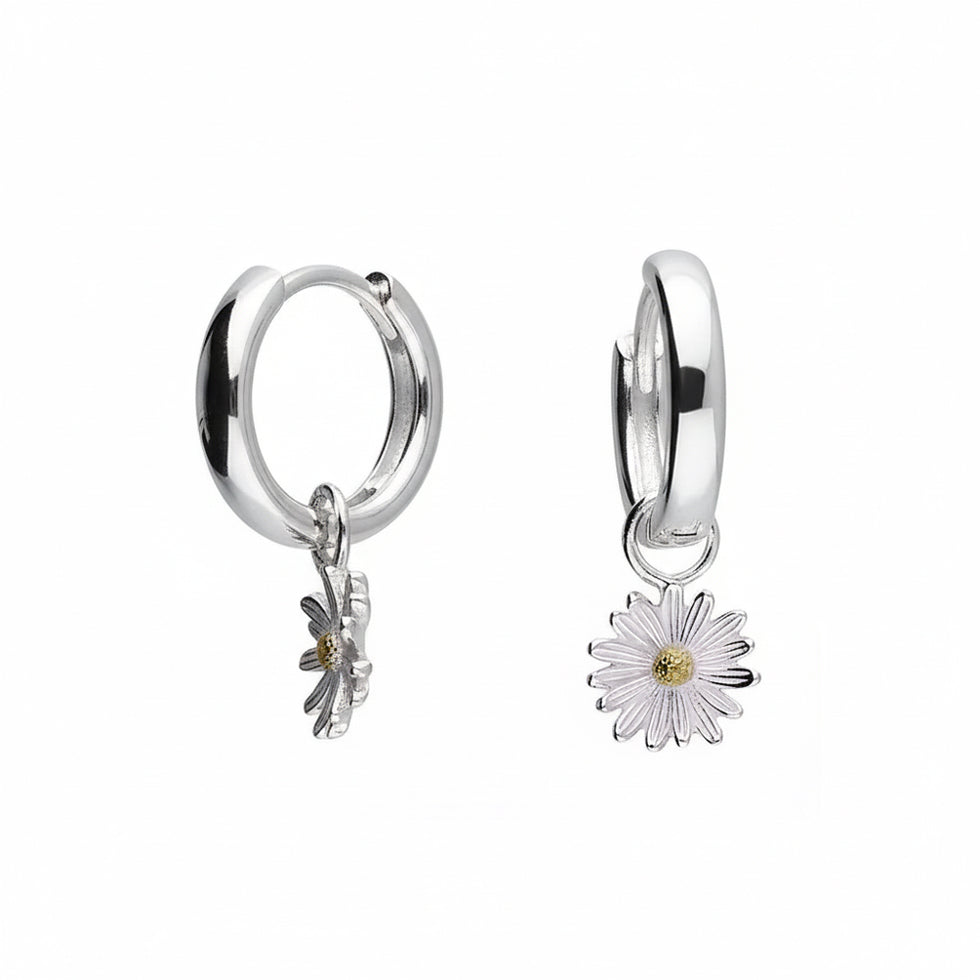 Boucles d'oreilles créoles Daisy Charm bicolores