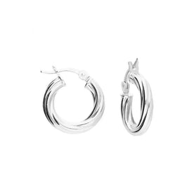 15mm Twisted Top-Hinged Hoop Earrings in 18ct Gold or Sterling Silver