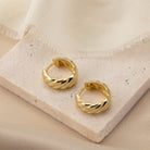 HeyBigDay Earrings Wide Ribbed Huggie Hoop Earrings