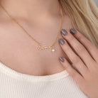 HeyBigDay Necklace 18ct Gold / Style 1 / 15" Inches Custom Name Necklace & Freshwater Pearl Charm