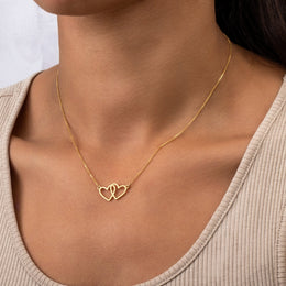Entwined Hearts Necklace | Double Heart Pendant | HBD