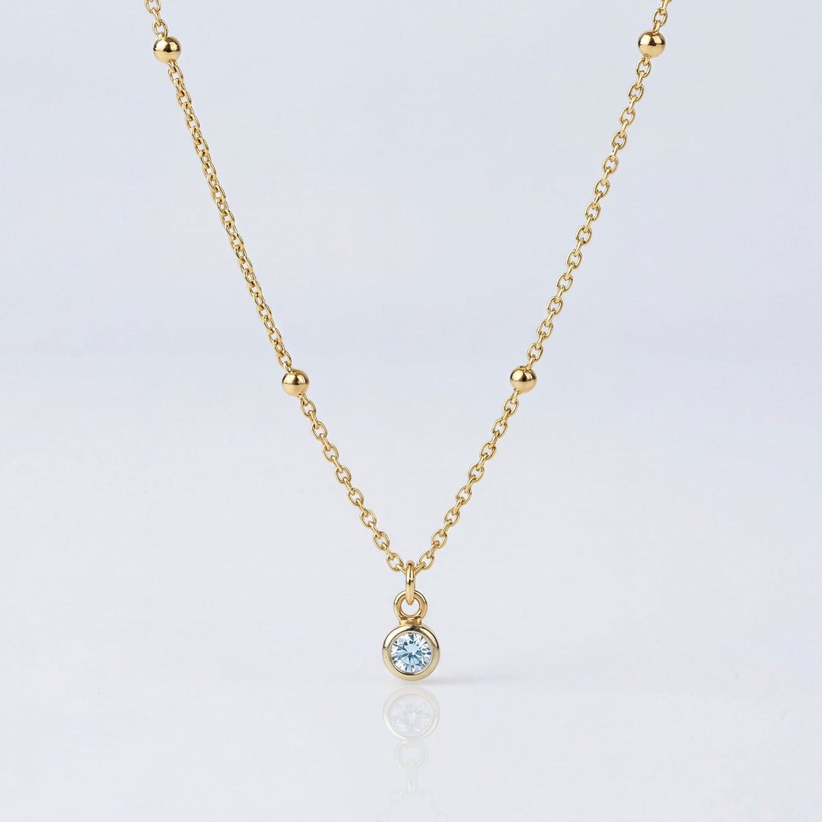 Cubic Zirconia Birthstone Necklace - 12 Birthstones in Gold or Silver