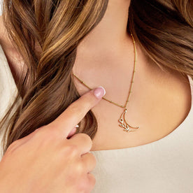 Half Moon & Flower Necklace in Gold, Vermeil, or Silver – Celestial Pendant – 15-21 Inch Chain
