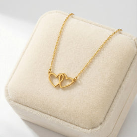 Entwined Hearts Necklace | Double Heart Pendant | HBD