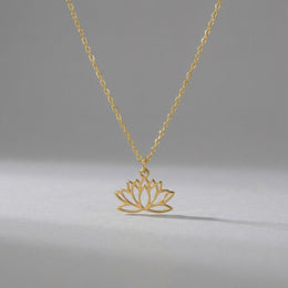 Lotus Flower Necklace in 18ct Gold or Sterling Silver in 3 Chain Styles & 4 Lengths