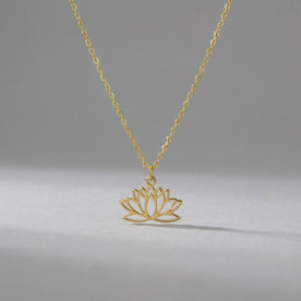 Lotus Flower Necklace in 18ct Gold or Sterling Silver in 3 Chain Styles & 4 Lengths