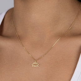 Lotus Flower Necklace in 18ct Gold or Sterling Silver in 3 Chain Styles & 4 Lengths