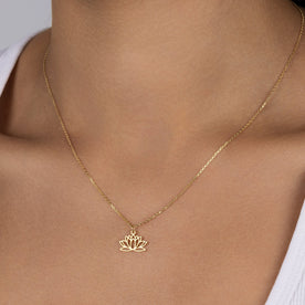 Lotus Flower Necklace in 18ct Gold or Sterling Silver in 3 Chain Styles & 4 Lengths