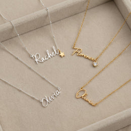 Custom Name Necklace – 9 Designs, 200+ Charms, 7 Lengths & 3 Chain Styles