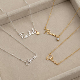 Custom Name Necklace – 9 Designs, 200+ Charms, 7 Lengths & 3 Chain Styles