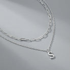 HeyBigDay Necklace Paperclip 16" & Single Initial 18" Necklace Set