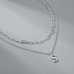 Paperclip & Single Initial Necklace Set in 18ct Gold or Sterling Silver