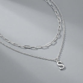 Paperclip & Single Initial Necklace Set in 18ct Gold or Sterling Silver