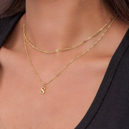 Paperclip & Single Initial Necklace Set in 18ct Gold or Sterling Silver