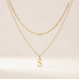 Paperclip & Single Initial Necklace Set in 18ct Gold or Sterling Silver