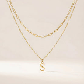 Paperclip & Single Initial Necklace Set in 18ct Gold or Sterling Silver