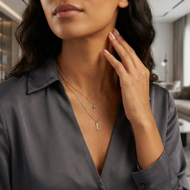 Personalised Birthstone & Initial Necklaces - Layered Set of 2 in 18ct Gold or Sterling Silver