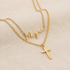 HeyBigDay Necklace Personalised Name & Cross Layered Necklaces Set