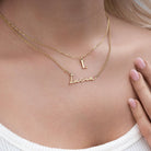 HeyBigDay Necklace Personalised Name & Initial Necklace Layered Set