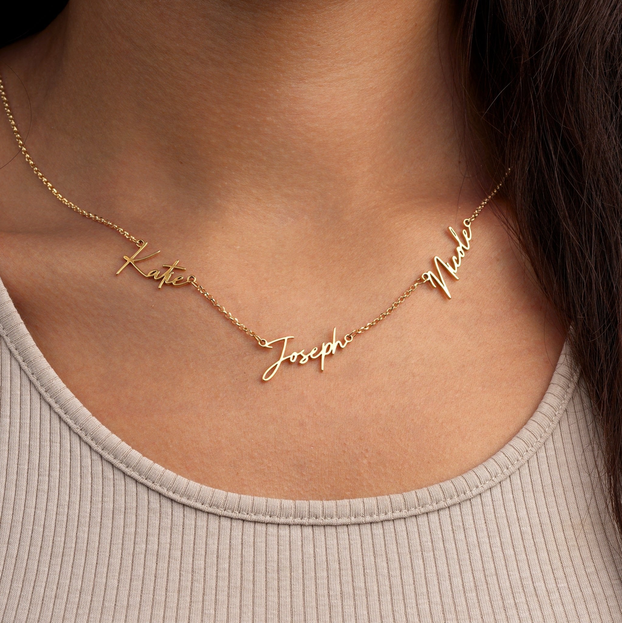 HeyBigDay Necklace Personalised Triple Name Necklace