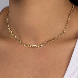 Round & Oval Link Chain Necklace in 18k Yellow Gold & 925 Sterling Silver