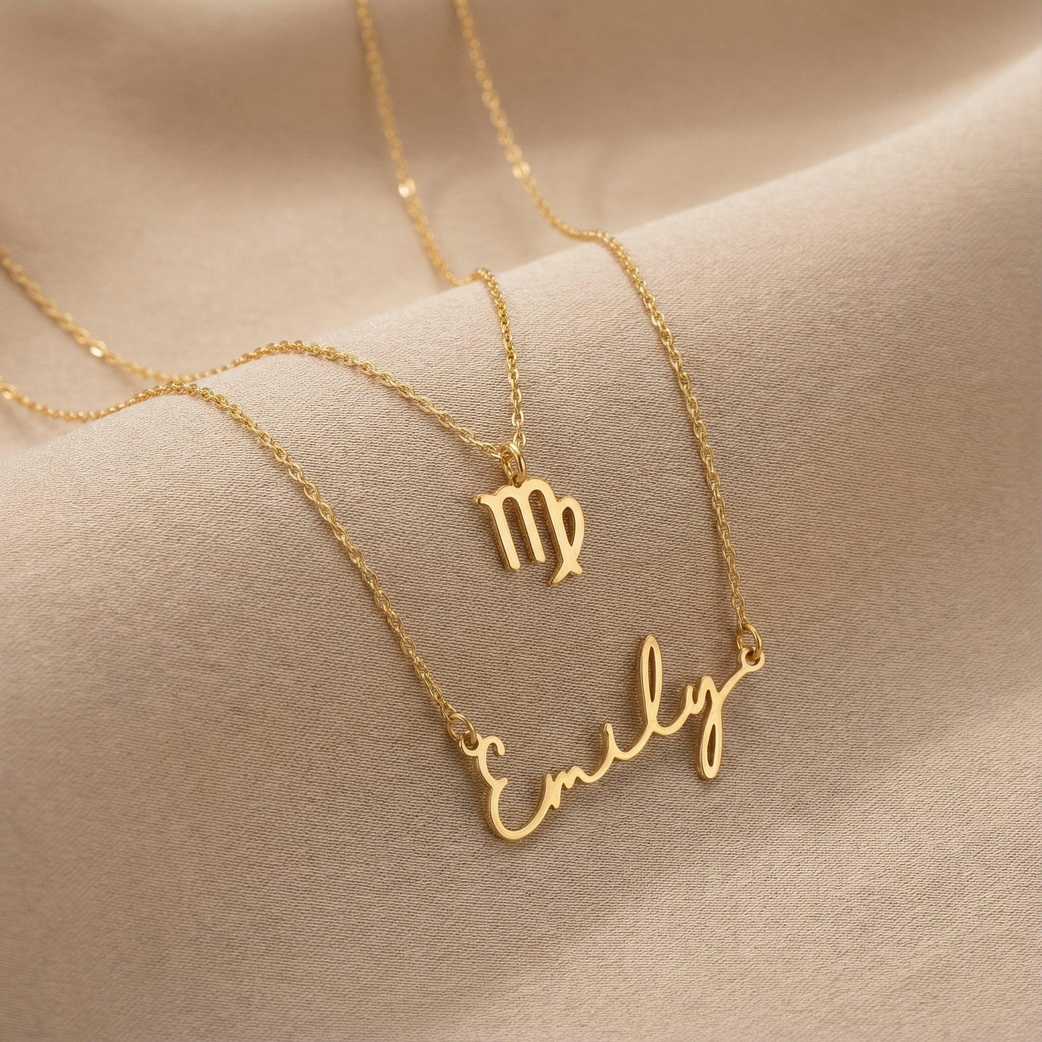 HeyBigDay Necklace Signature Name & Zodiac Necklace Set