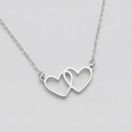 Entwined Hearts Necklace | Double Heart Pendant | HBD