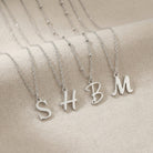 HeyBigDay Necklace Solid Silver / Style 1 / 18" Inches Single Initial Necklace