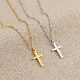 Vertical Cross Necklace in Gold, Silver & Vermeil | HBD