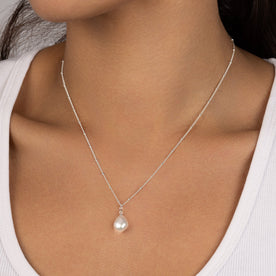 Freshwater Pearl Charm Necklace in 18k Gold or Sterling Silver