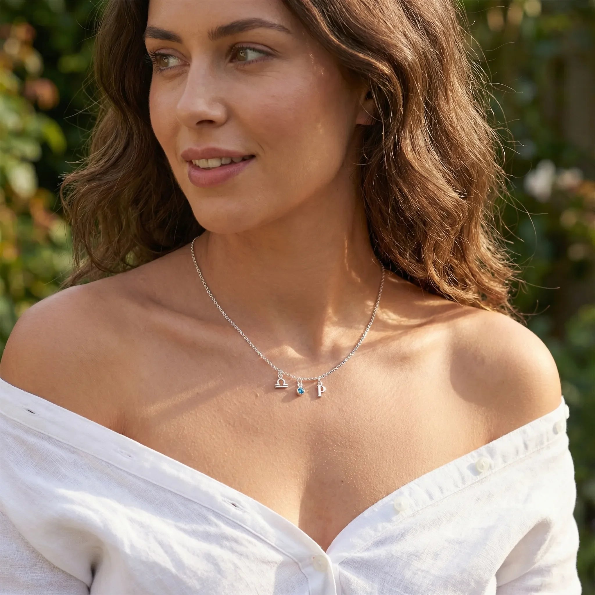 HeyBigDay Necklace Story Necklace with Initial, Zodiac, Birthstone & Multiple Charms