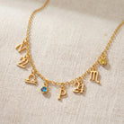 HeyBigDay Necklace Story Necklace with Initial, Zodiac, Birthstone & Multiple Charms