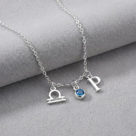 Story Necklace with Initial, Zodiac, Birthstone & Multiple Charms
