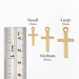 Vertical Cross Necklace in Gold, Silver & Vermeil | HBD