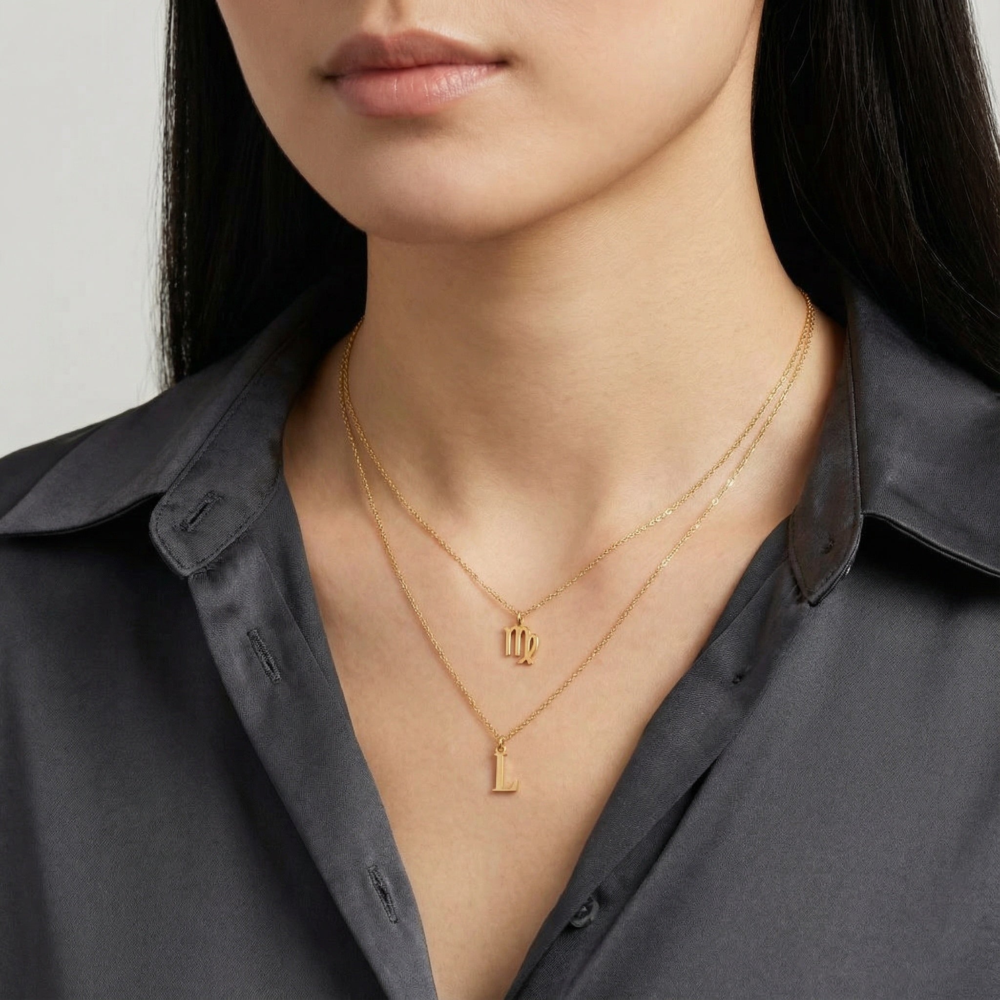 HeyBigDay Necklace Zodiac & Initial Necklace Layered Set