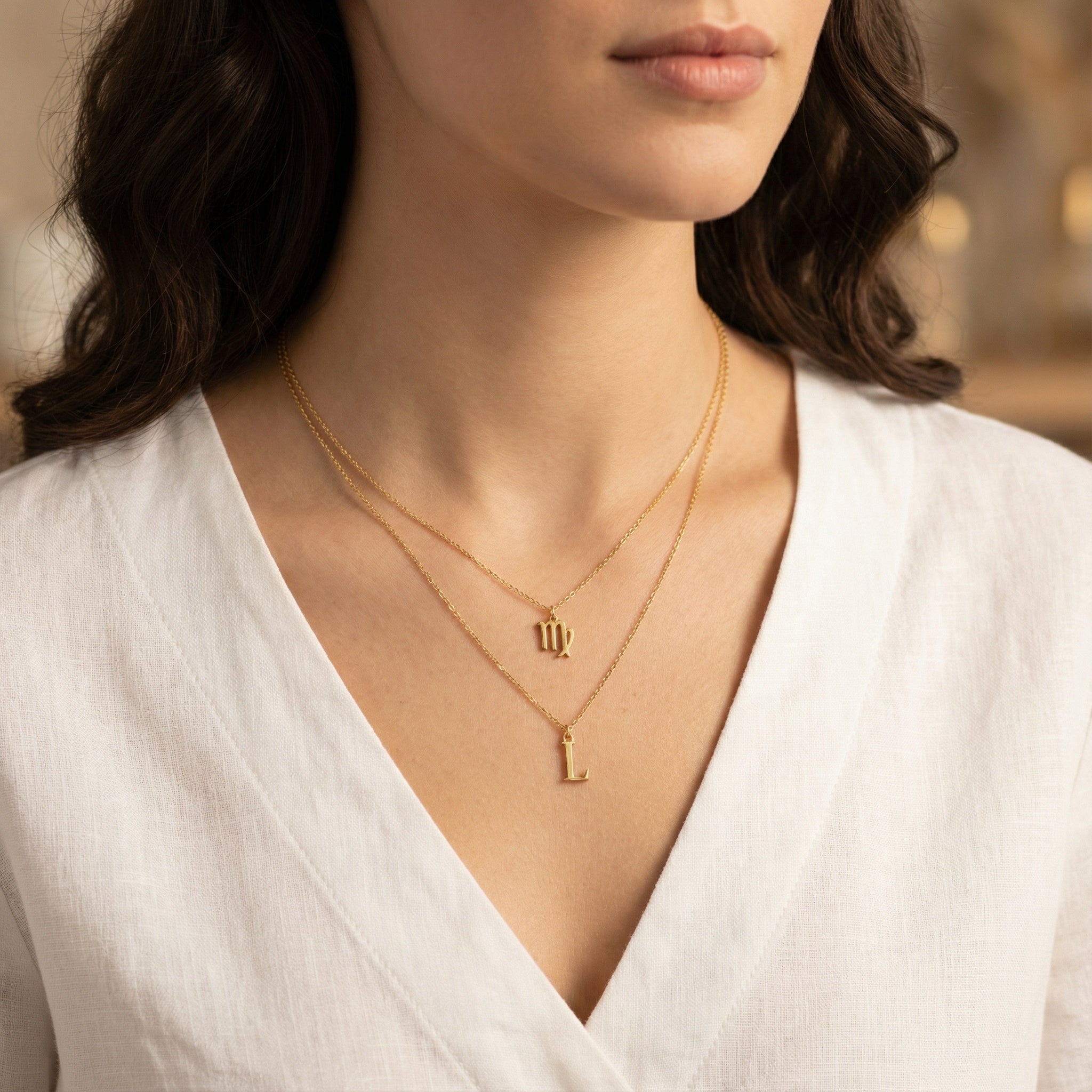 HeyBigDay Necklace Zodiac & Initial Necklace Layered Set