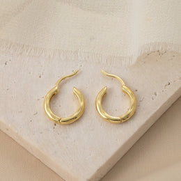 Hinged-Hoop with Soft Faceted Detail Earrings in 14ct Gold or Sterling Silver