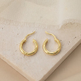 Hinged-Hoop with Soft Faceted Detail Earrings in 14ct Gold or Sterling Silver
