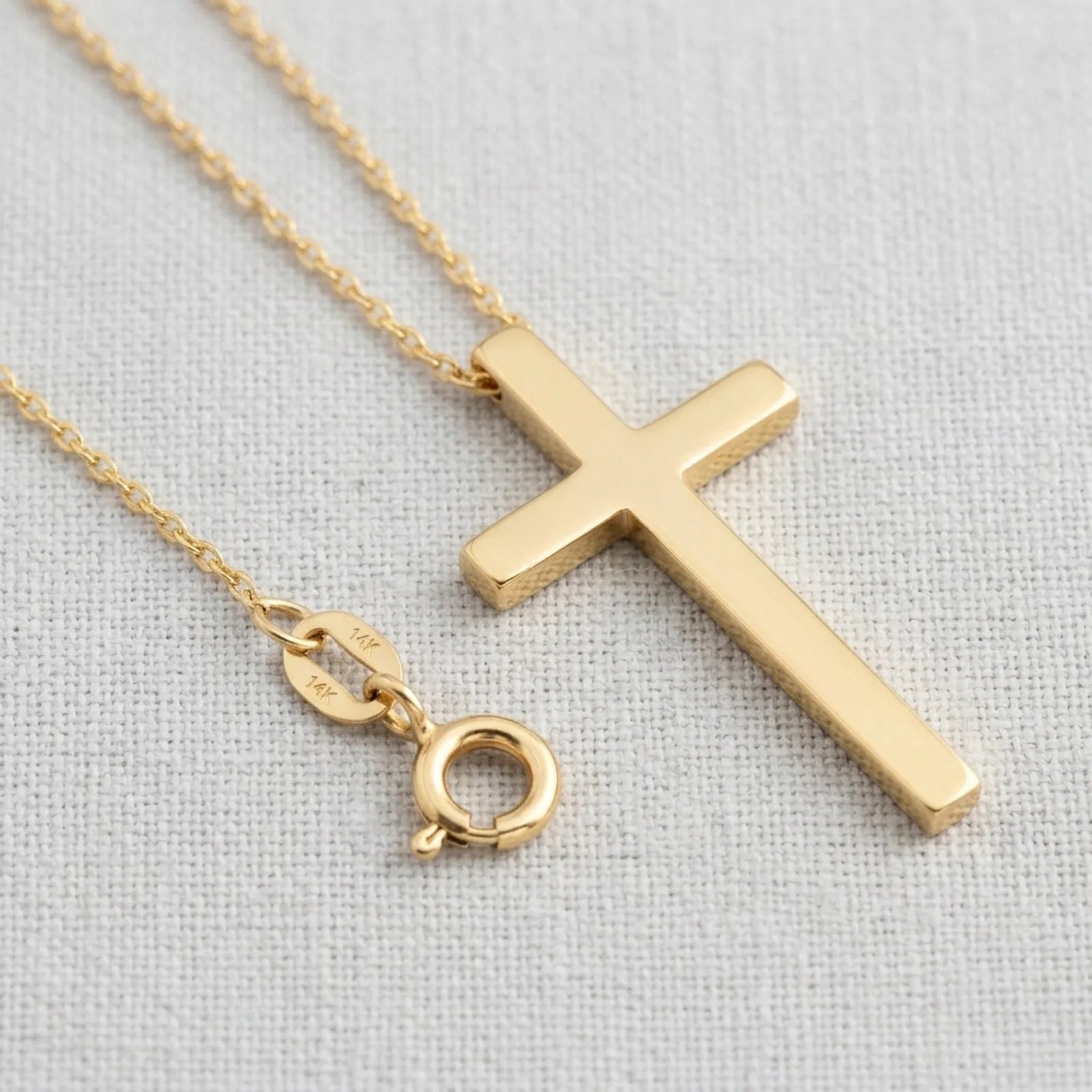 Horizontal Cross Necklace in Gold or Silver – Modern Sideways Cross Pendant