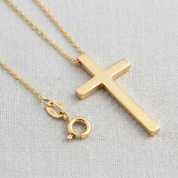 Horizontal Cross Necklace in Gold or Silver – Modern Sideways Cross Pendant