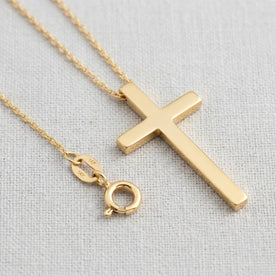 Horizontal Cross Necklace in Gold or Silver – Modern Sideways Cross Pendant