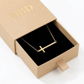 Horizontal Cross Necklace in Gold or Silver – Modern Sideways Cross Pendant