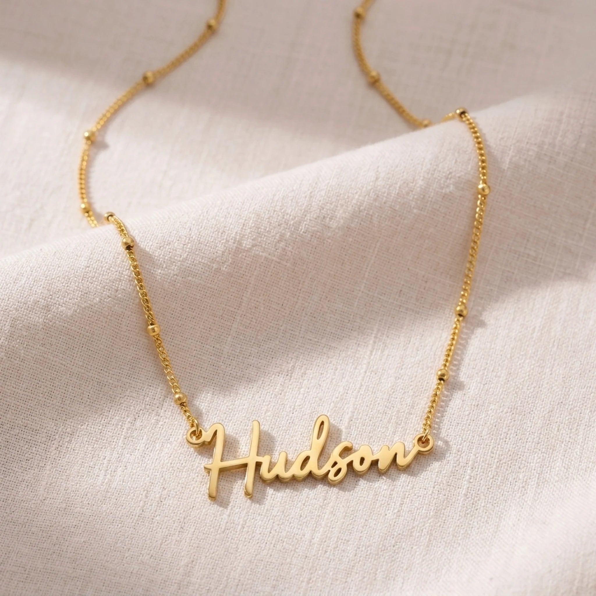 Hudson Name Necklace | 18ct Gold, Silver & Vermeil | Ready to Ship