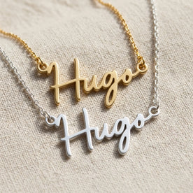 Hugo Name Necklace | 18ct Gold, Silver & Vermeil | Ready to Ship