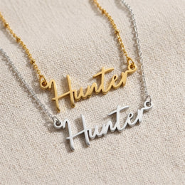 Hunter Name Necklace | 18ct Gold, Silver & Vermeil | Ready to Ship