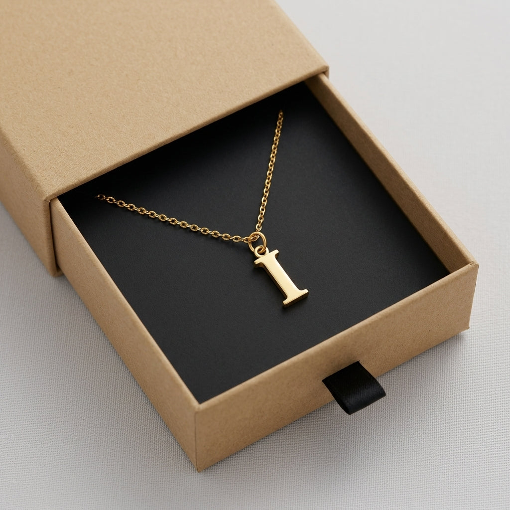 I Necklace | Initial & Letter I Pendant, Gold & Silver
