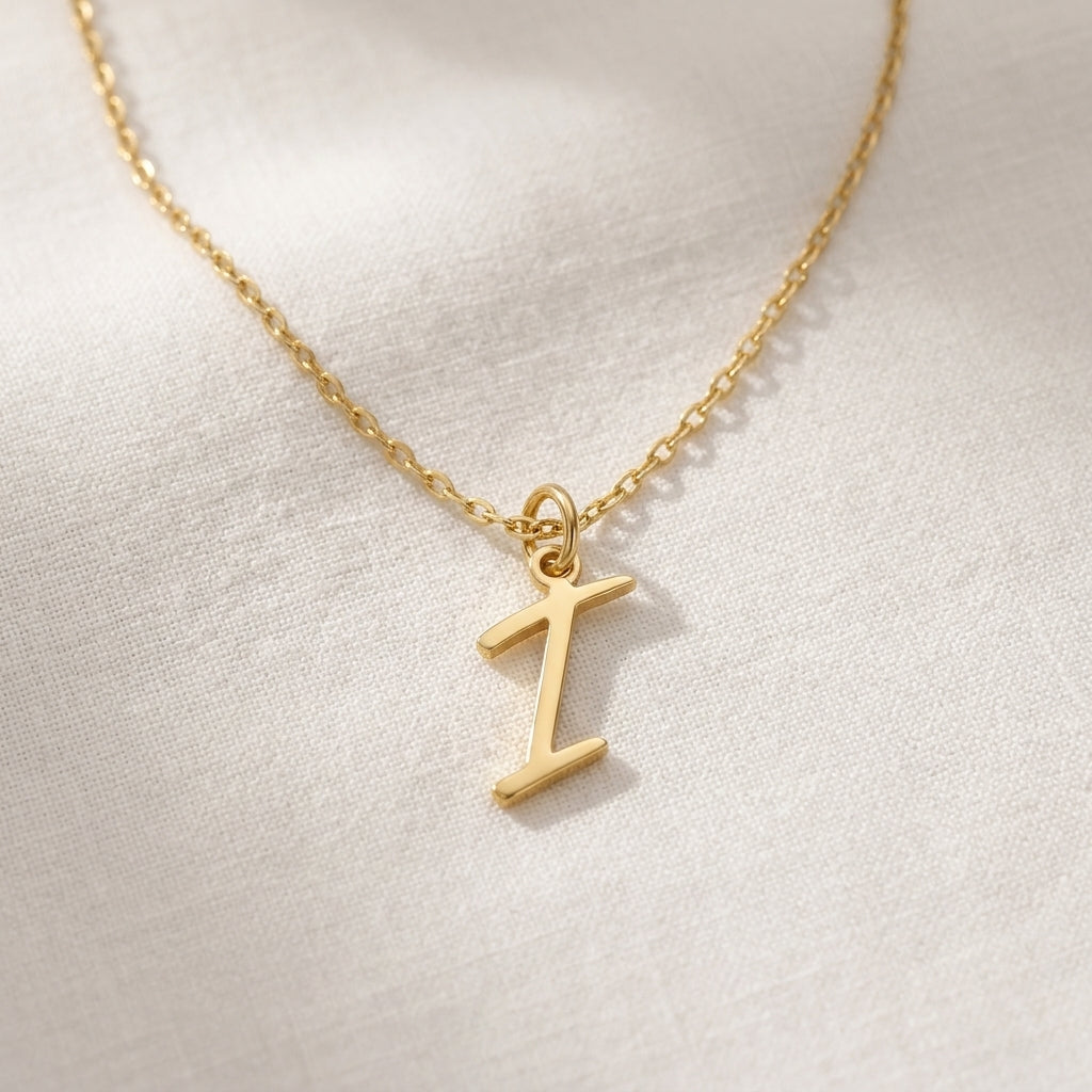 I Necklace | Initial & Letter I Pendant, Gold & Silver
