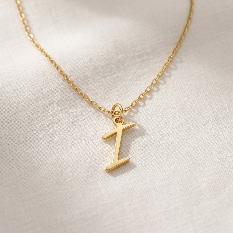 I Necklace | Initial & Letter I Pendant, Gold & Silver