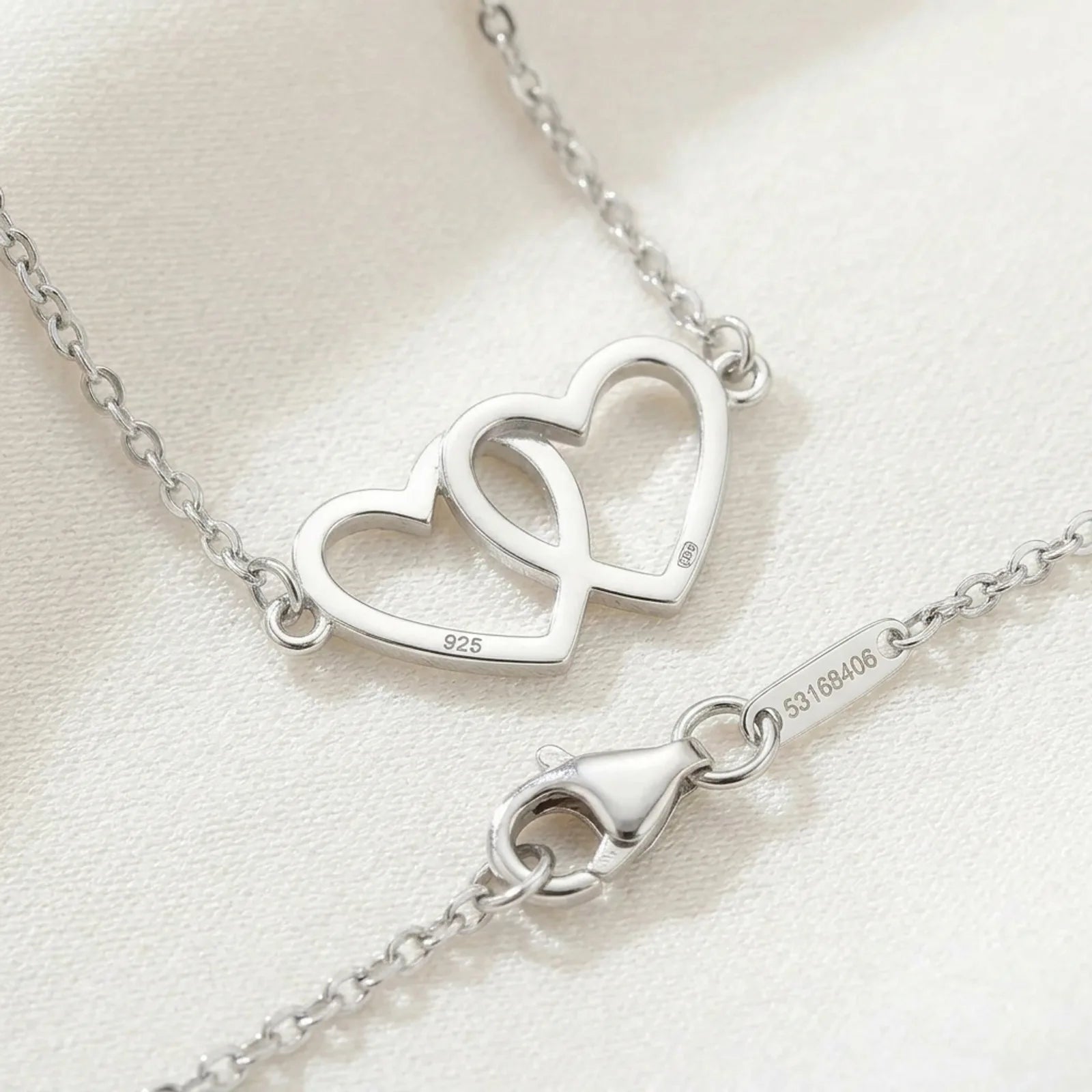 Entwined Hearts Bracelet | Double Heart Pendant | HBD